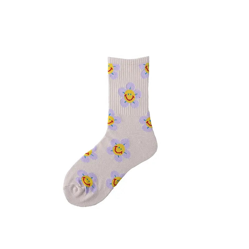 Cute Sunflowers Socks With Smiles -4 colourways
