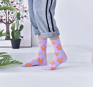 Cute Sunflowers Socks With Smiles -4 colourways