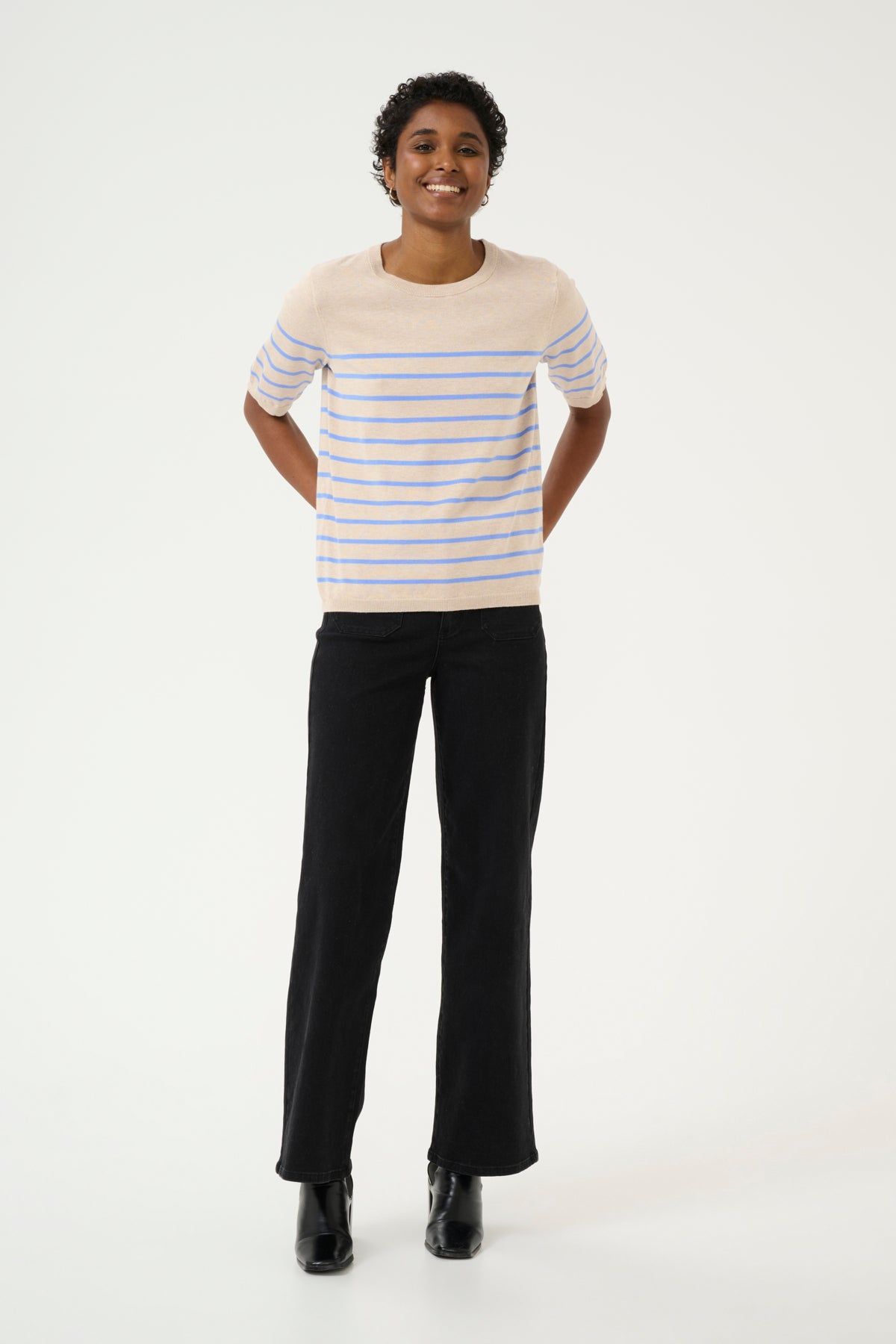 Lizza Striped Knit-Grey