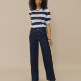 Lizza knit top(Blue Brown Stripe)