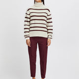 Pilar Turtleneck-burgundy stripe