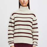 Pilar Turtleneck-burgundy stripe