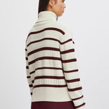 Pilar Turtleneck-burgundy stripe