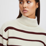 Pilar Turtleneck-burgundy stripe