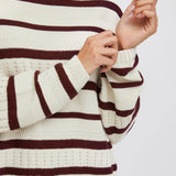 Pilar Turtleneck-burgundy stripe