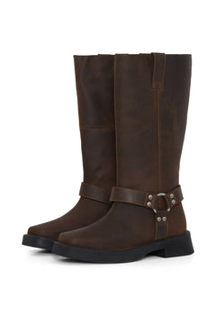 Tita Leather Biker Boot-washed brown