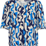 Vera short sleeve blouse (blue pattern)