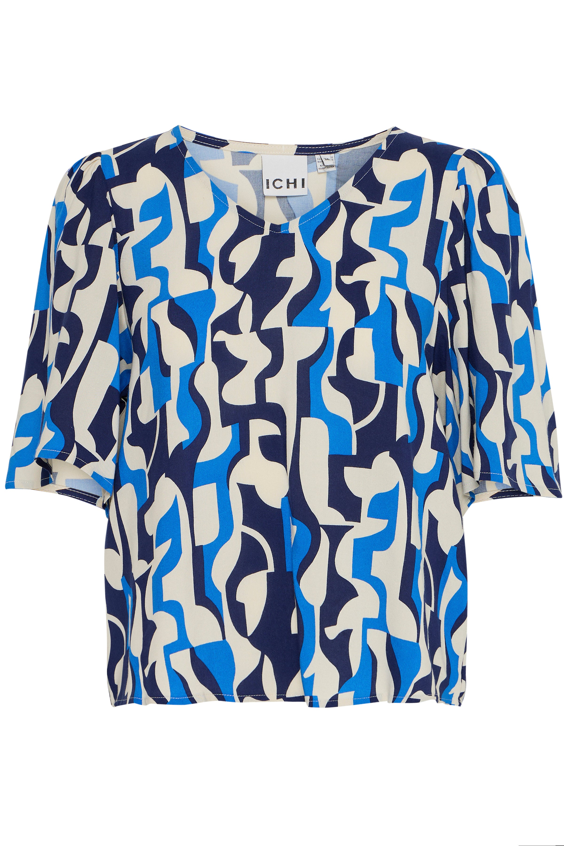 Vera short sleeve blouse (blue pattern)
