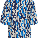 Vera short sleeve blouse (blue pattern)