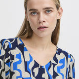 Vera short sleeve blouse (blue pattern)
