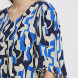 Vera short sleeve blouse (blue pattern)
