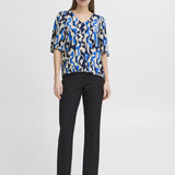 Vera short sleeve blouse (blue pattern)