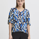 Vera short sleeve blouse (blue pattern)