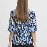 Vera short sleeve blouse (blue pattern)