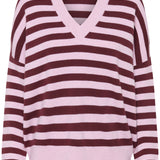 Foster V-neck jumper (Pink/BurgundyStripe)