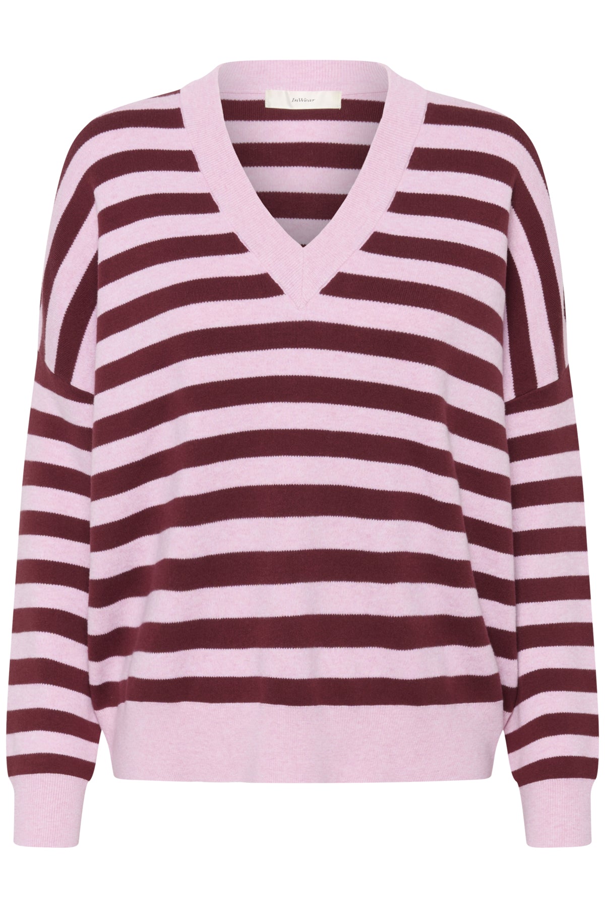 Foster V-neck jumper (Pink/BurgundyStripe)
