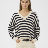 Foster V-neck jumper (Marine/Whisper white)