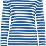 Spina striped crew neck pullover-blue
