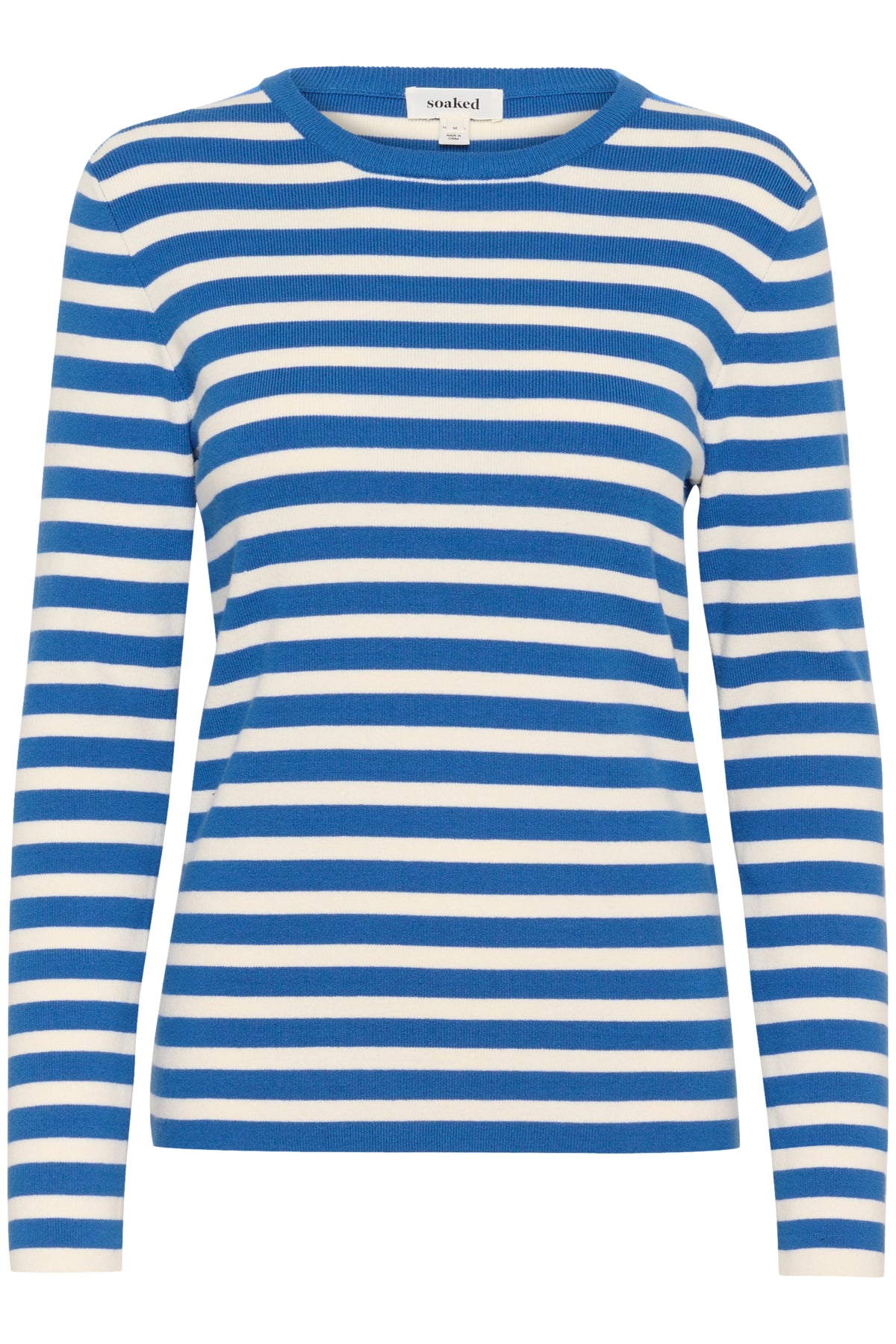 Spina striped crew neck pullover-blue