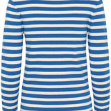 Spina striped crew neck pullover-blue