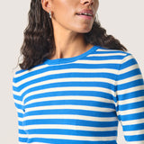 Spina striped crew neck pullover-blue