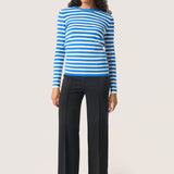 Spina striped crew neck pullover-blue