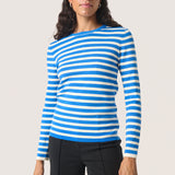 Spina striped crew neck pullover-blue