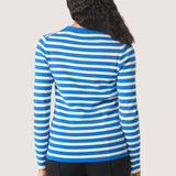Spina striped crew neck pullover-blue