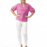 Cotton Gauze Pleated Blouse (Pink)