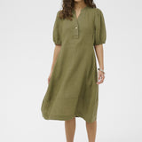Aniela Molly  short sleeve placket dress (Dusky green )