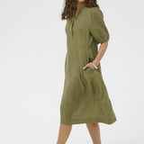 Aniela Molly  short sleeve placket dress (Dusky green )
