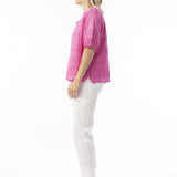 Cotton Gauze Pleated Blouse (Pink)