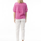 Cotton Gauze Pleated Blouse (Pink)