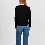 Princess Vee Curved hem Merino (Black)