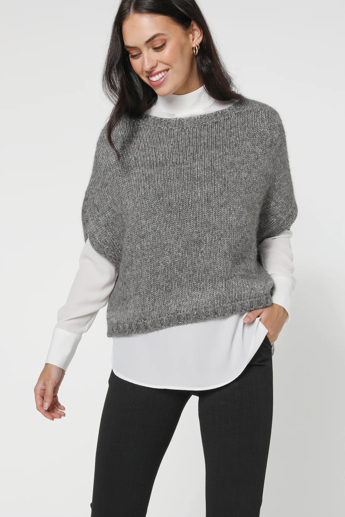 Celeste Alpaca Wool Vest - Oatmeal, Black, Charcoal