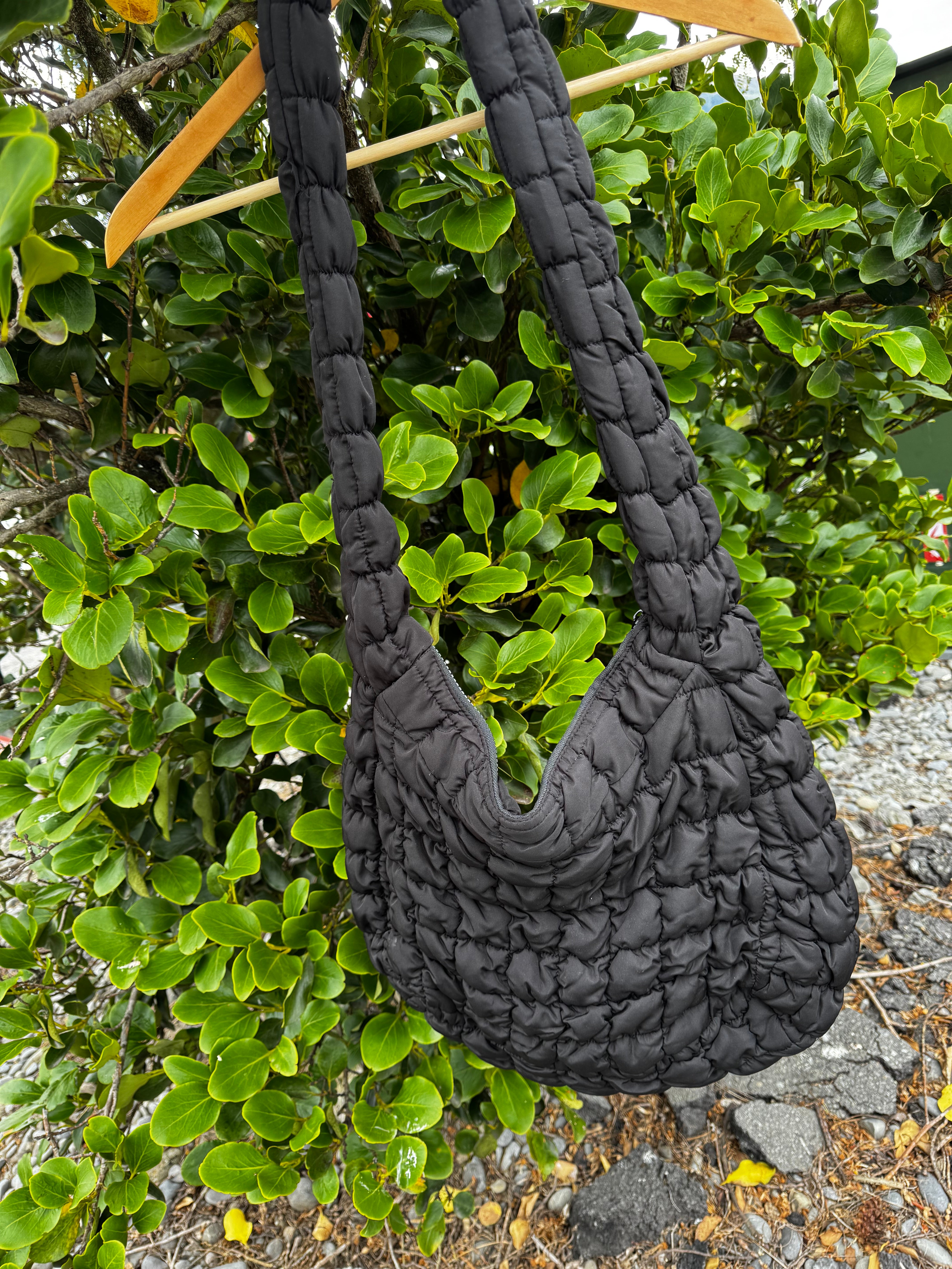 QUILTED NYLON PADDED Cross Body bag in (Black)  (Olive)