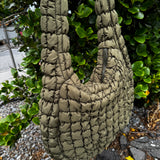 QUILTED NYLON PADDED Cross Body bag in (Black)  (Olive)