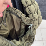 QUILTED NYLON PADDED Cross Body bag in (Black)  (Olive)