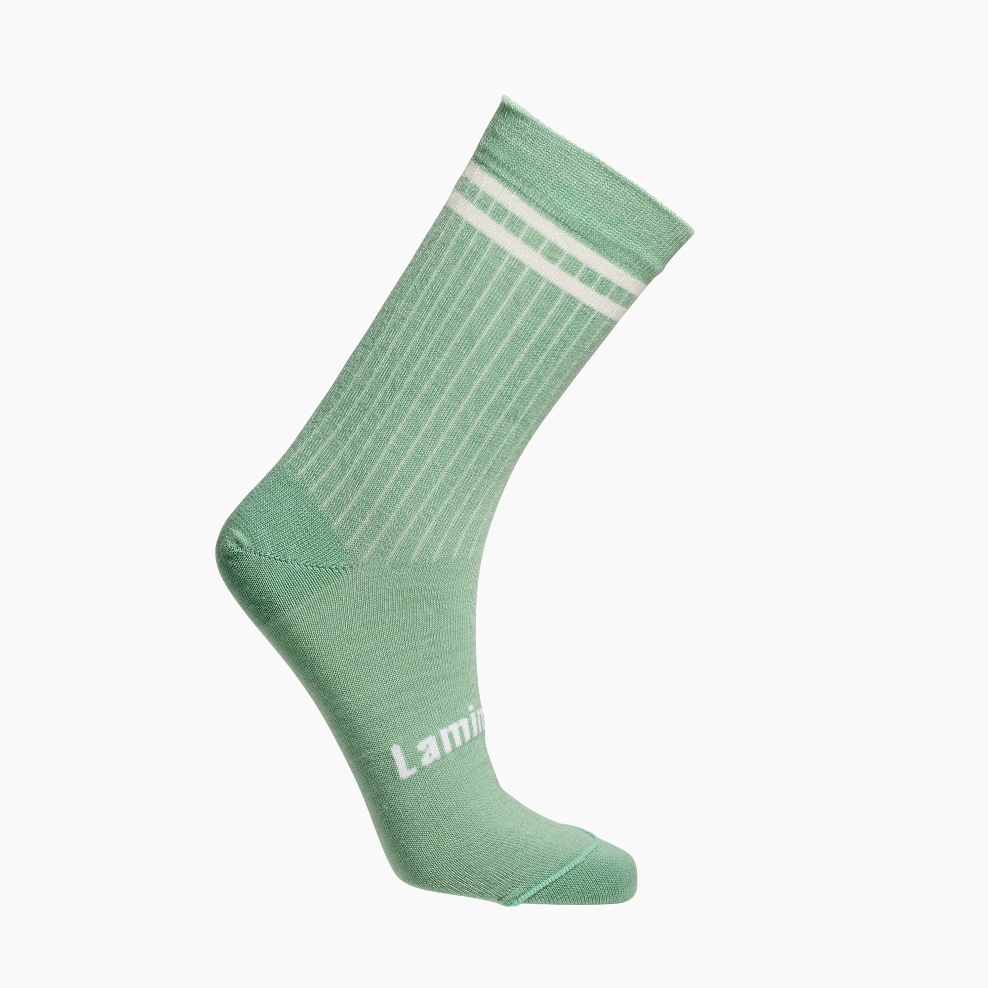 Lamington Womens  crew sock-sage retro stripe