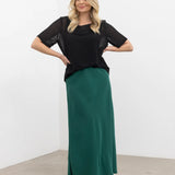 Muse Satin Skirt- Forest green