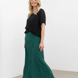 Muse Satin Skirt- Forest green