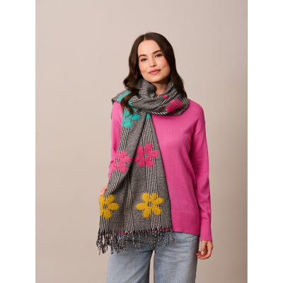 Black Check Pastel Daisy Pop Scarf-2 colourways