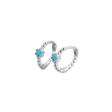 Sterling silver cable Huggie -turquoise stone