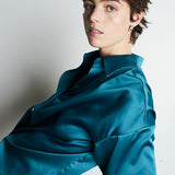 Stormie Satin Shirt -Peacock