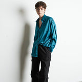 Stormie Satin Shirt -Peacock