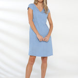 Broderie Anglaise Dress With Lining-Blue