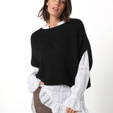 Alpaca Wool Blend Vest-Black