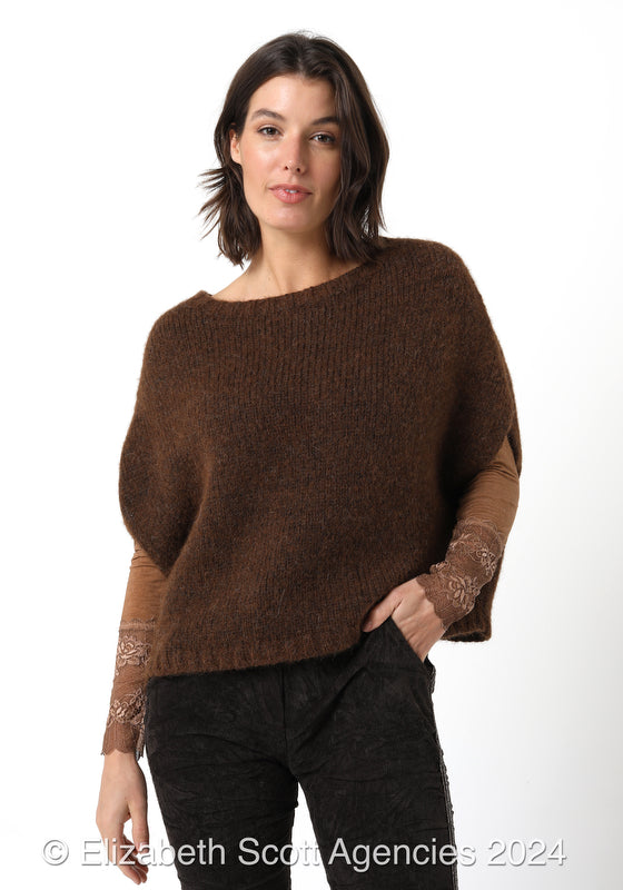 Alpaca Wool Blend Vest-Chocolate