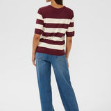 Lizza striped knit(Burgundy/Off White)