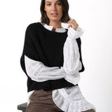 Alpaca Wool Blend Vest-Black